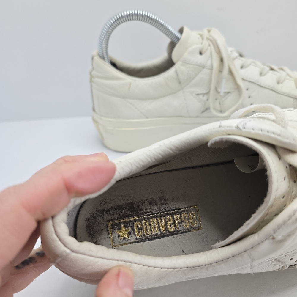 Converse | One Star cream monochrome leather platform sneakers | WMS 7.5 - Picture 7 of 13